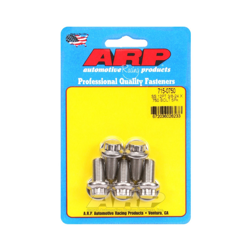 Șuruburi și piulițe universale ARP cu cap STD 3/8-24 – Oțel inoxidabil, 12 puncte x 5 - ARP-715-0750 - 715-0750 - 3666618197906